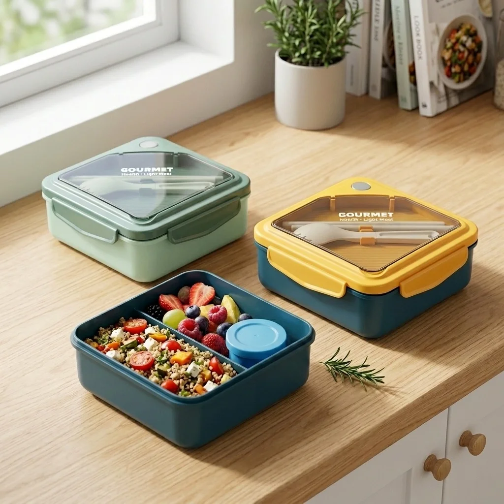 Sealed Plastic Bento Lunch Box - Meal Prep Or Prep Meal recension och pris